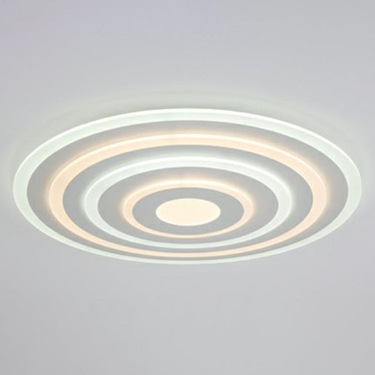 Simple Style Led Flush Ceiling Light For Bedroom - White Acrylic Round Flushmount / 31.5’ Third Gear