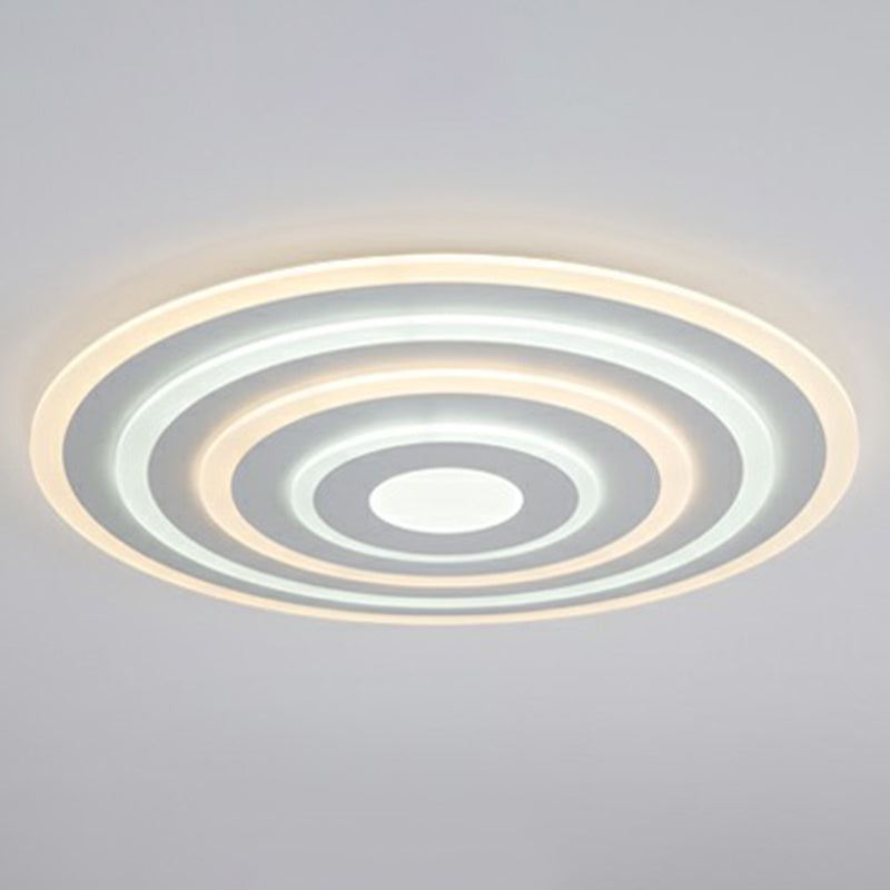 Simple Style Led Flush Ceiling Light For Bedroom - White Acrylic Round Flushmount / 16’ Remote