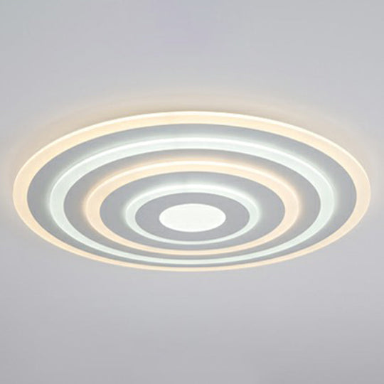 Simple Style Led Flush Ceiling Light For Bedroom - White Acrylic Round Flushmount / 23.5 Remote