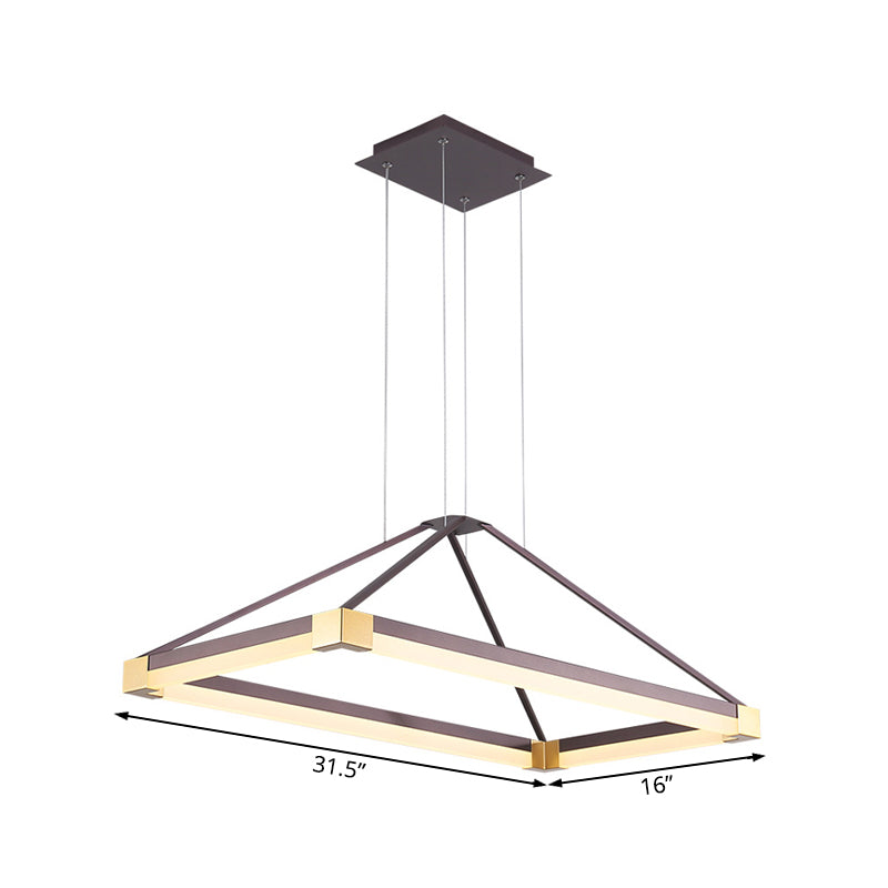 Modernist Led Pyramid Chandelier - White/Coffee 23.5’’/31.5’’/39’’ Wide Metal Ceiling