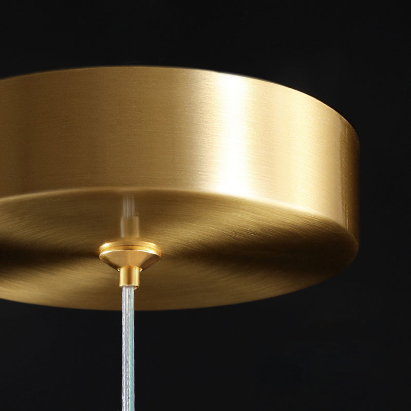 Golden Seedy Crystal Led Pendant Light For Bedroom - Simple Style Suspension Lamp