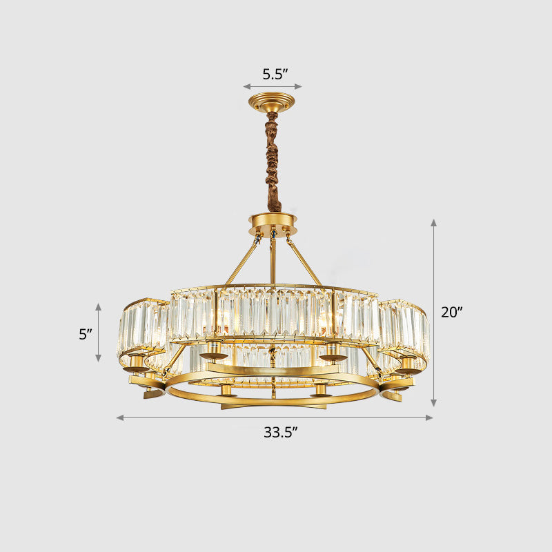 Prismatic Crystal Chandelier - Modern Suspension Lighting For Living Room 8 / Gold