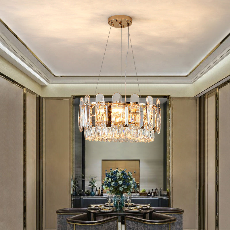 Minimalist Crystal Circle Chandelier - Clear Ceiling Suspension Lamp For Dining Room