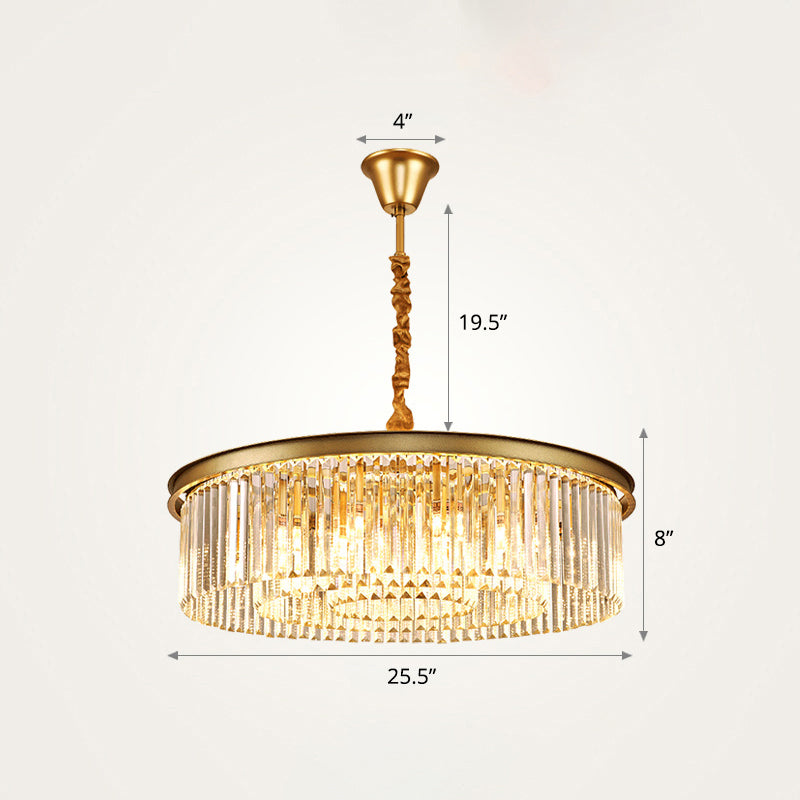 Modern Gold Finish Crystal Ceiling Chandelier For Living Room / 25.5’