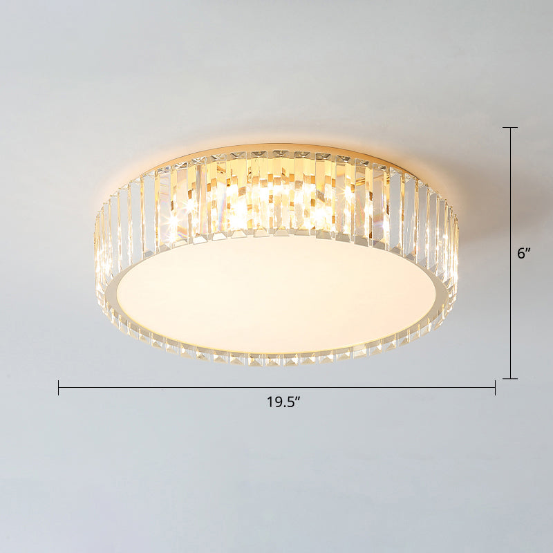 Geometric Crystal Led Flushmount Ceiling Light With Simple Champagne Style / 19.5’ Round