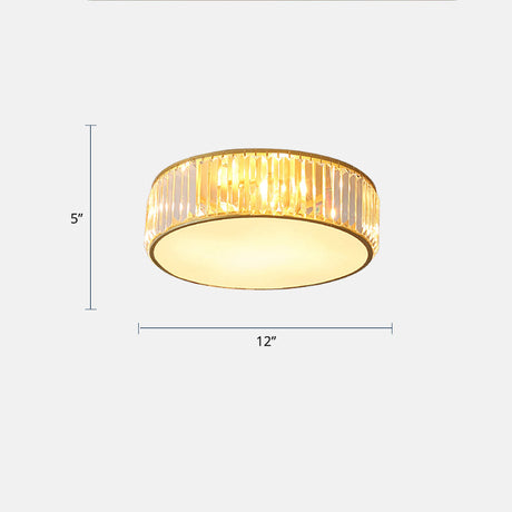 Modern Led Crystal Drum Flush Mount Ceiling Light Fixture For Bedrooms Gold / 12