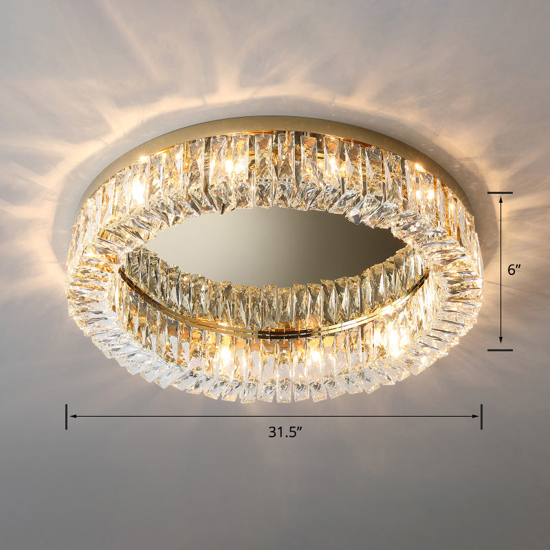 Beveled Cut Crystal Flush Mount Ceiling Light For Bedroom - Simple Style & Elegance Gold / 31.5’