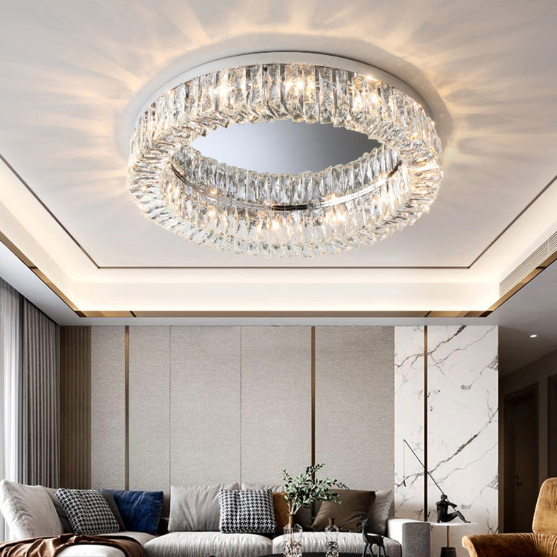 Circular Crystal Ceiling Light Fixture For Modern Living Room - Flush - Mount Design