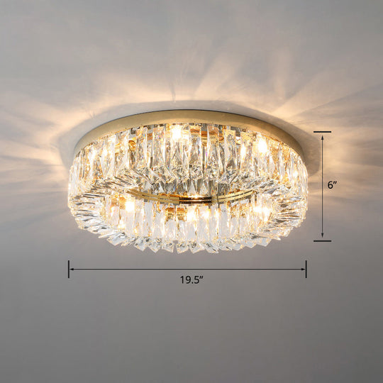 Circular Crystal Ceiling Light Fixture For Modern Living Room - Flush - Mount Design Gold / 19.5’