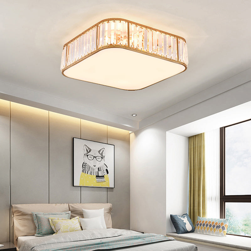 Minimalist Crystal Flush Mount Ceiling Light For Bedroom