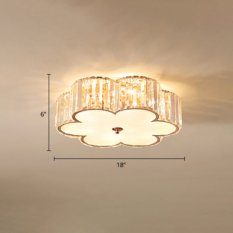 Champagne Flower Crystal Flush Mount Ceiling Light - Elegant 6 - Light Fixture