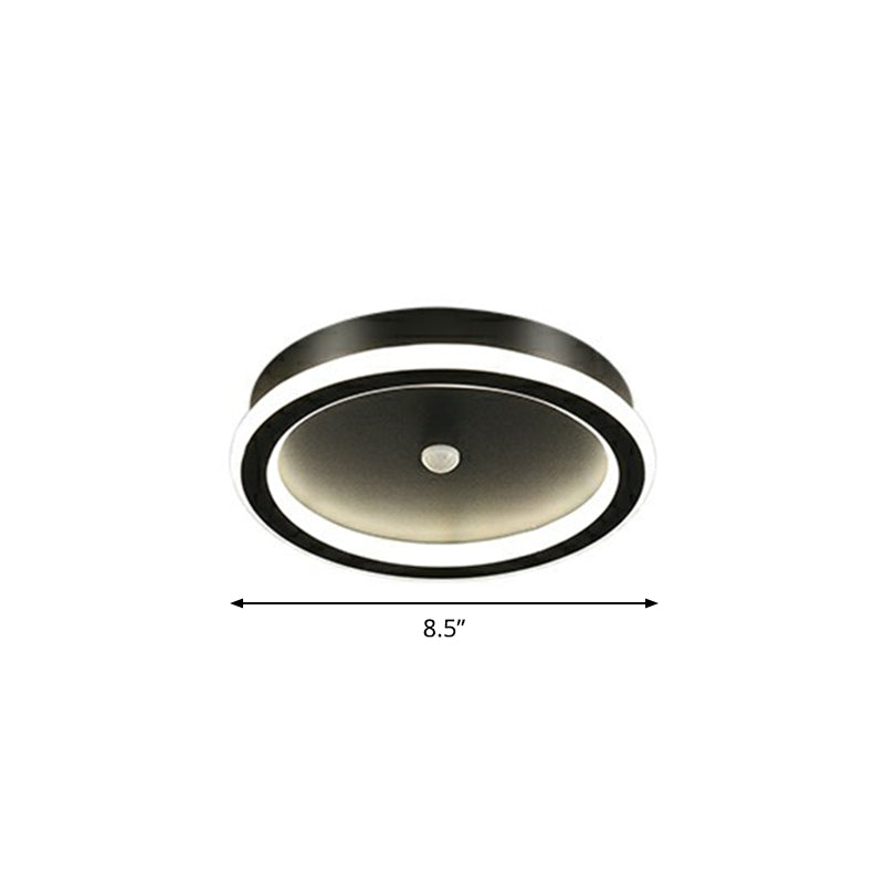 Sleek Geometric Led Ceiling Light - Minimalist Metal Flush Mount Fixture For Corridors Black / Round