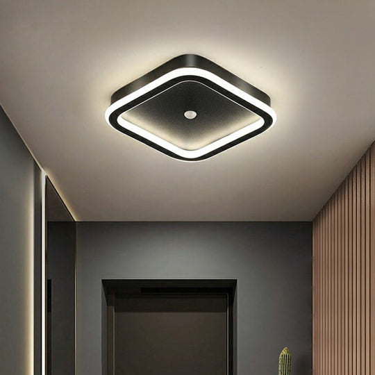 Sleek Geometric Led Ceiling Light - Minimalist Metal Flush Mount Fixture For Corridors