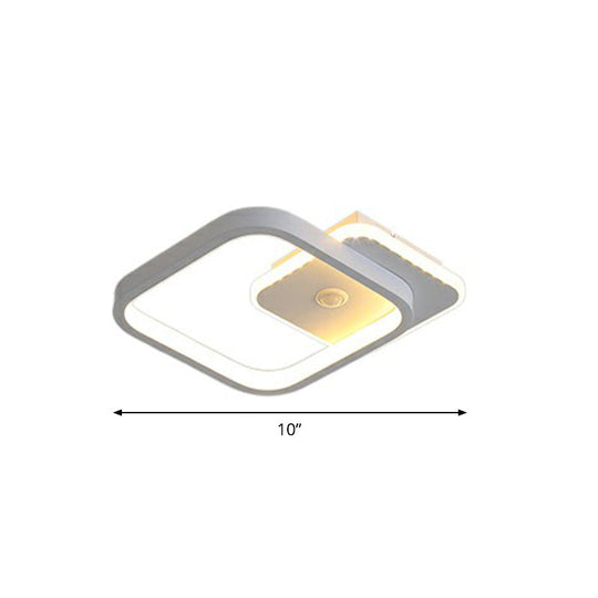 Sleek Geometric Led Ceiling Light - Minimalist Metal Flush Mount Fixture For Corridors White /