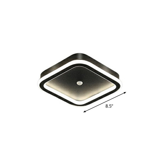 Sleek Geometric Led Ceiling Light - Minimalist Metal Flush Mount Fixture For Corridors Black /