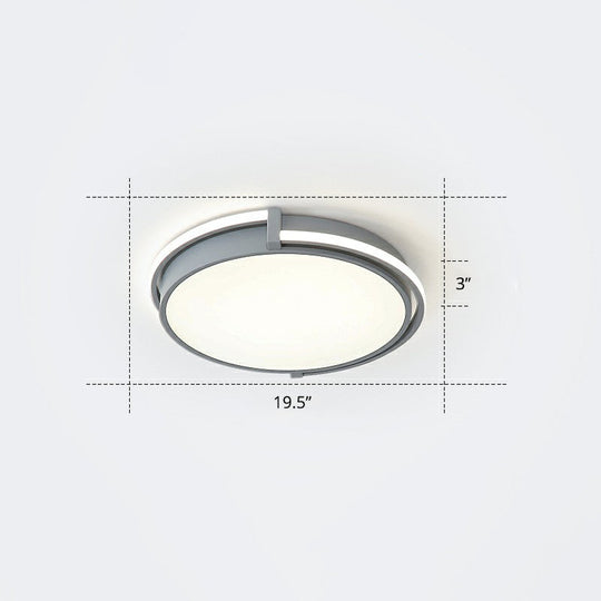 Nordic Circle Led Flush Mount Ceiling Light With Acrylic Diffuser Grey / 19.5’ Warm
