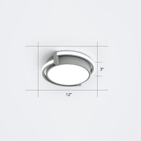 Nordic Circle Led Flush Mount Ceiling Light With Acrylic Diffuser Grey / 12 White