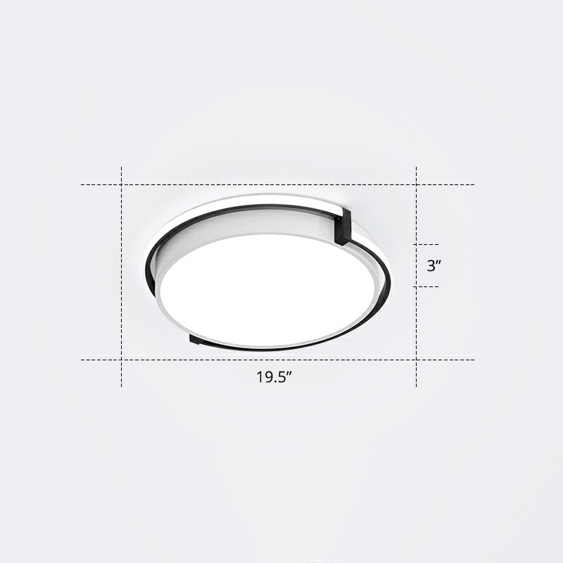 Nordic Circle Led Flush Mount Ceiling Light With Acrylic Diffuser Black / 19.5 White