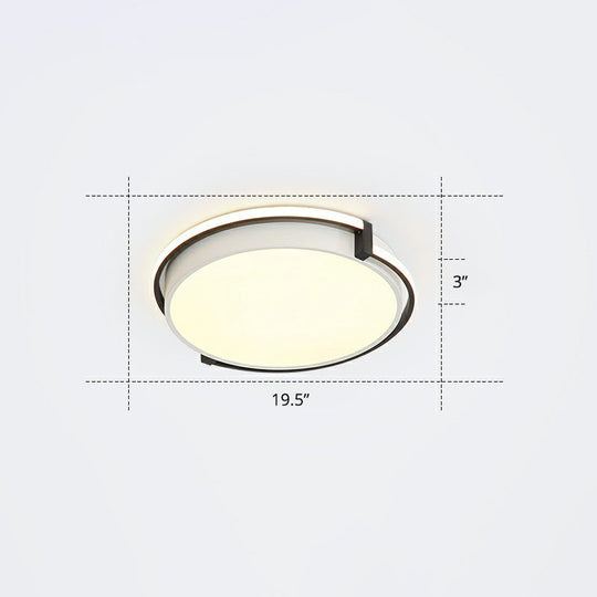Nordic Circle Led Flush Mount Ceiling Light With Acrylic Diffuser Black / 19.5’ Warm