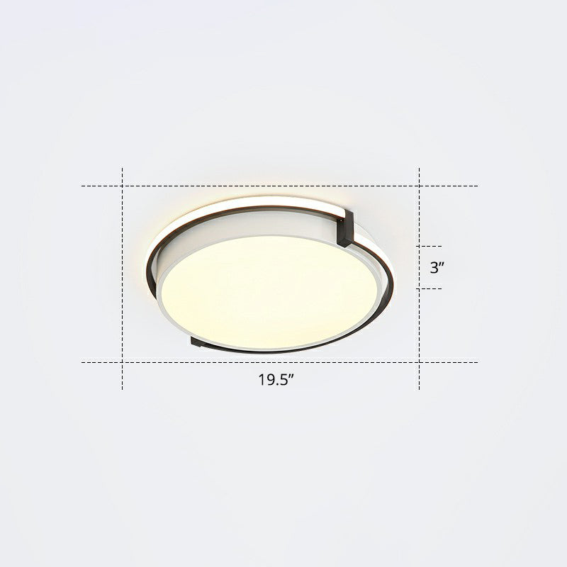 Nordic Circle Led Flush Mount Ceiling Light With Acrylic Diffuser Black / 19.5 Warm