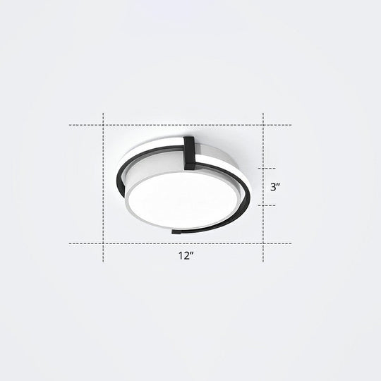 Nordic Circle Led Flush Mount Ceiling Light With Acrylic Diffuser Black / 12 White