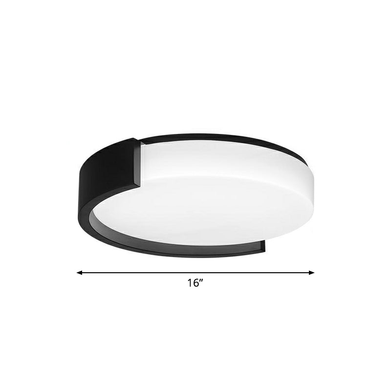 Led Acrylic Ceiling Light: Sleek Flush - Mount Fixture For Bedrooms Black / 16’ White