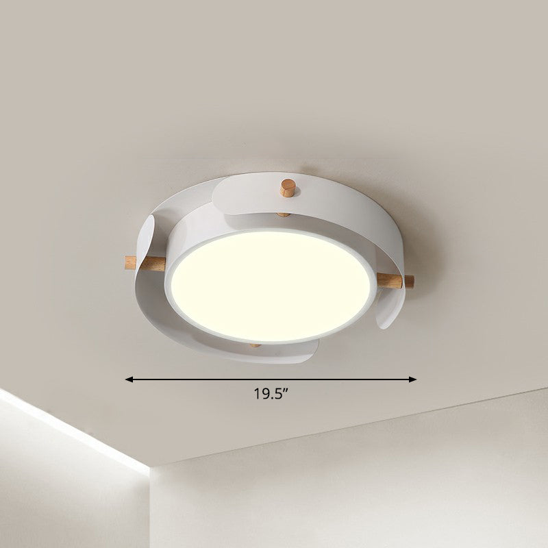 Minimalist Led Ceiling Mount Light - Round Metal Flush Fixture For Bedroom Lighting White / 19.5