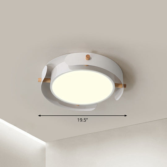 Minimalist Led Ceiling Mount Light - Round Metal Flush Fixture For Bedroom Lighting White / 19.5