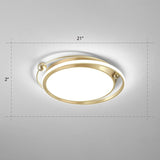 Modern Gold Led Ceiling Light With Halo Ring Flush Mount For Bedroom / 21 White