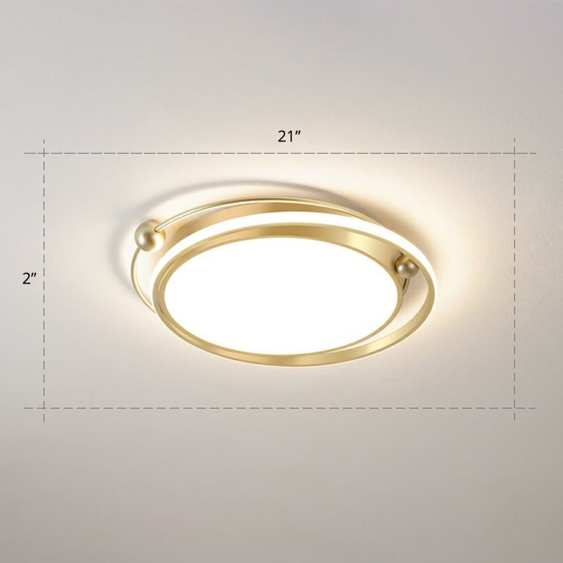 Modern Gold Led Ceiling Light With Halo Ring Flush Mount For Bedroom / 21 Warm