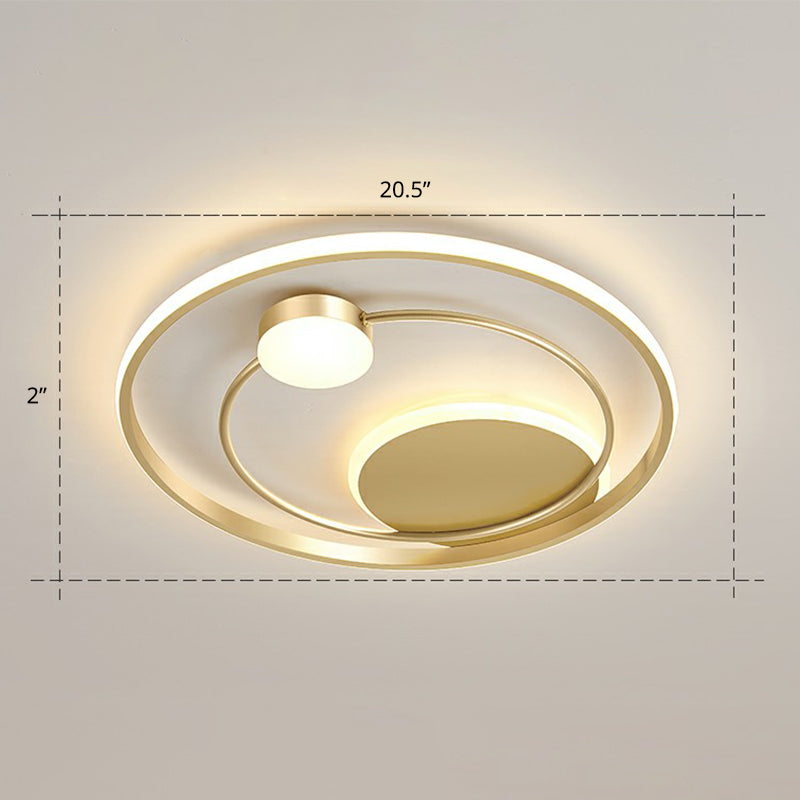 Gold Minimalist Led Ceiling Light With Flush Mount And Acrylic Shade / 20.5 Warm
