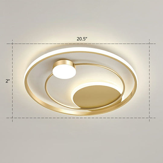 Gold Minimalist Led Ceiling Light With Flush Mount And Acrylic Shade / 20.5 Remote Control Stepless