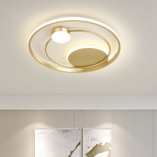 Gold Minimalist Led Ceiling Light With Flush Mount And Acrylic Shade
