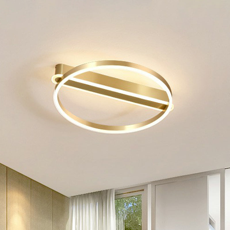 Gold Minimalist Metal Led Ceiling Light - Flush Mount For Bedroom