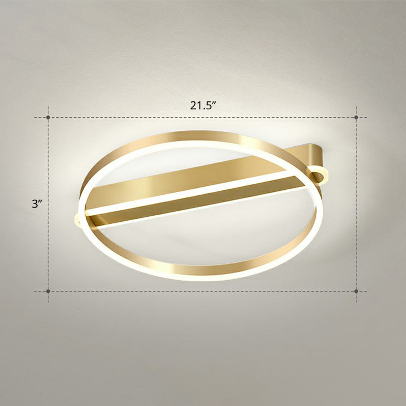 Gold Minimalist Metal Led Ceiling Light - Flush Mount For Bedroom / 21.5’ White