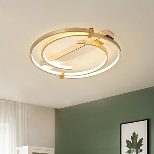 Simple Style Gold Loop Ceiling Flush Light - Metal Led Mount Fixture For Bedroom