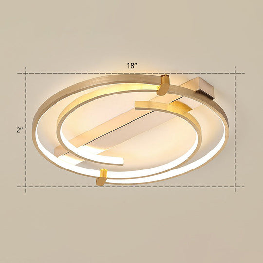Simple Style Gold Loop Ceiling Flush Light - Metal Led Mount Fixture For Bedroom / 18’ Warm