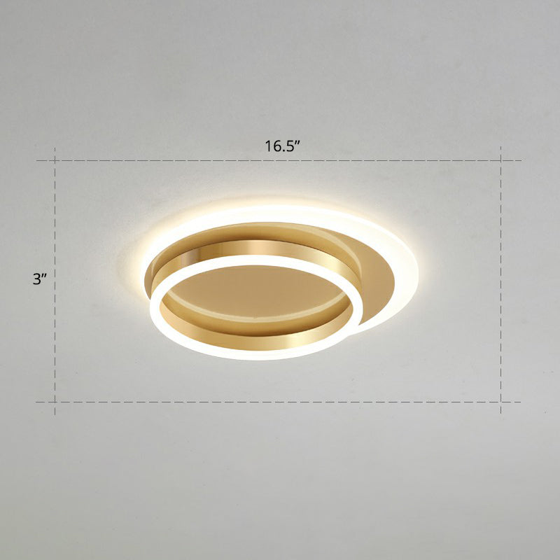 Contemporary Flushmount Led Ceiling Light - Gold Finish Metallic Ring Shape / 16.5 Remote Control