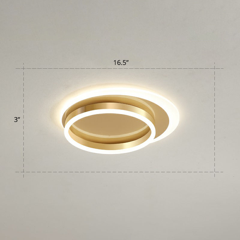Contemporary Flushmount Led Ceiling Light - Gold Finish Metallic Ring Shape / 16.5 Warm