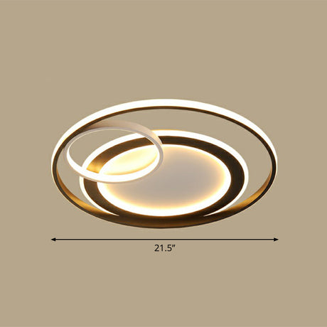 Minimalist Led Flush Ceiling Light Fixture - 3-Ring Bedroom Mount In Black / 21.5 Warm