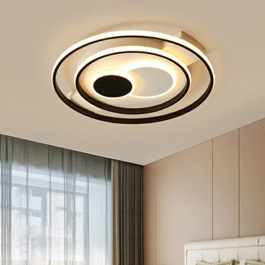 Led Black Flush Mount Ceiling Light For Bedroom - Simple Acrylic Circle Design