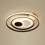 Led Black Flush Mount Ceiling Light For Bedroom - Simple Acrylic Circle Design / 20.5