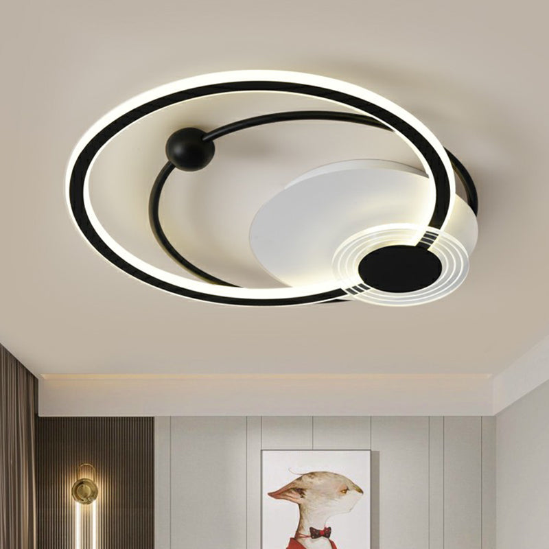 Sleek Acrylic Flush Mount Led Ceiling Light For Bedroom With Loop Design