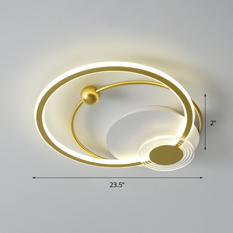 Sleek Acrylic Flush Mount Led Ceiling Light For Bedroom With Loop Design Gold / 23.5