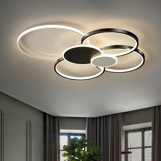 Modern Led Metal Flush Ceiling Light For Living Room - Circular Design Mounted