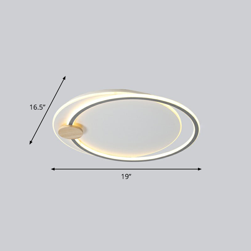 Nordic Style Led Ceiling Mount Light Fixture - Big O Flush Lighting For Bedrooms With Acrylic Design