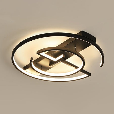 Metal Led Flush Light Fixture - Sleek Black Ceiling Lamp For Bedroom / 24.5 White