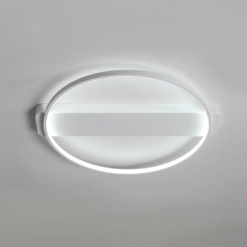 White Led Flush Mount Light: Modern Geometric Fixture For Bedroom Ceiling / 25.5’ Round