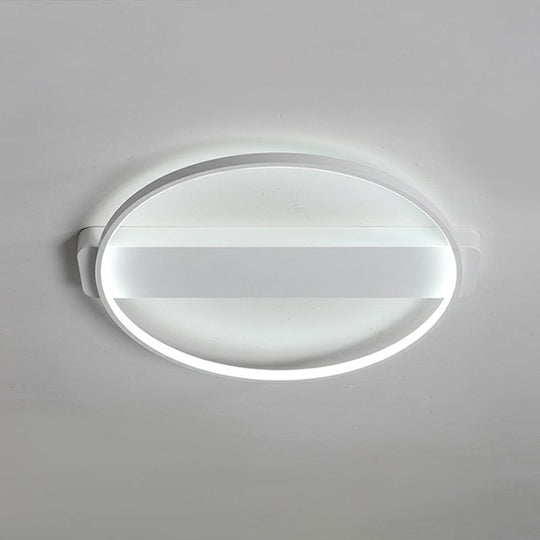 White Led Flush Mount Light: Modern Geometric Fixture For Bedroom Ceiling / 25.5’ Round