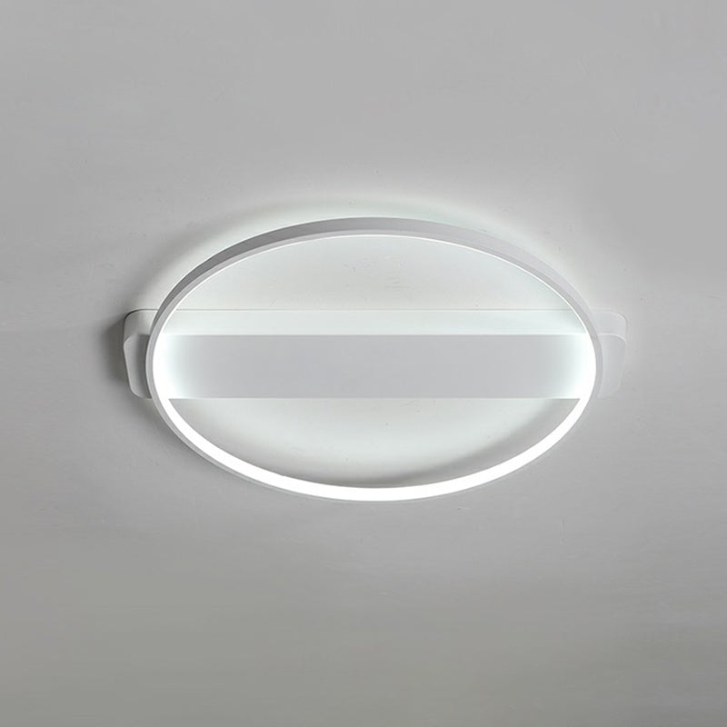 White Led Flush Mount Light: Modern Geometric Fixture For Bedroom Ceiling / 21.5’ Round